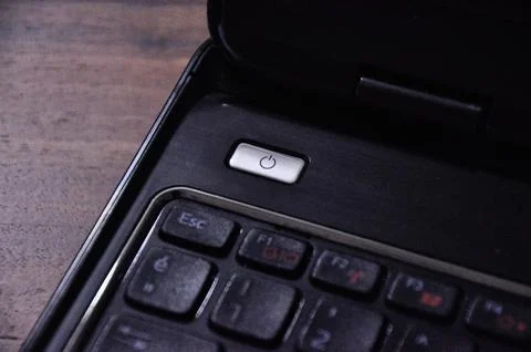 Power button on the laptop keyboard Stock Photos