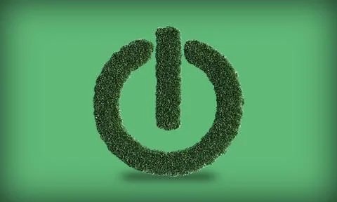 Power Button With Leafs Stock Illustration