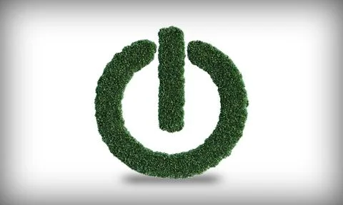 Power Button With Leafs White Backround Stock Illustration