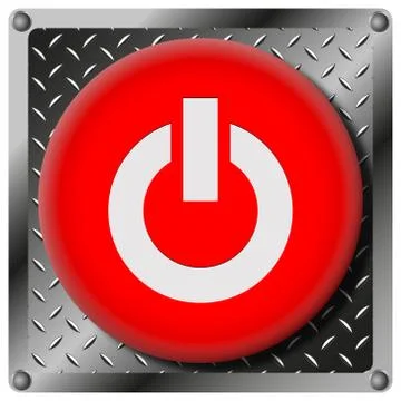 Power button metallic icon Stock Illustration