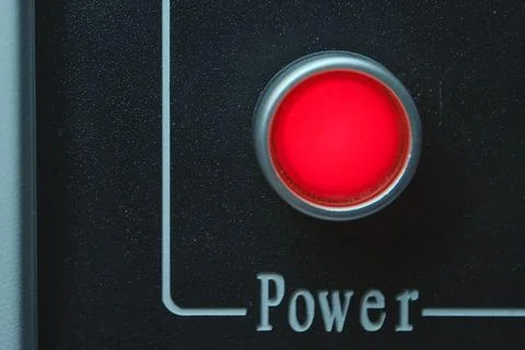 Power button on the power panel. button. Stock Photos