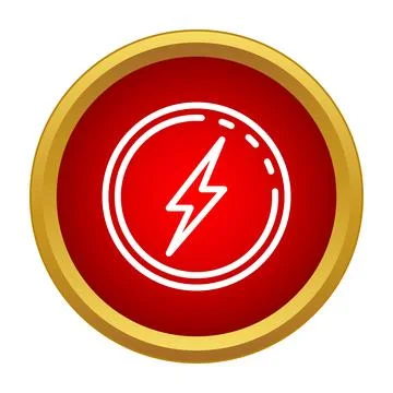 Power button presenting an electricity lightning bolt symbol 库存插图