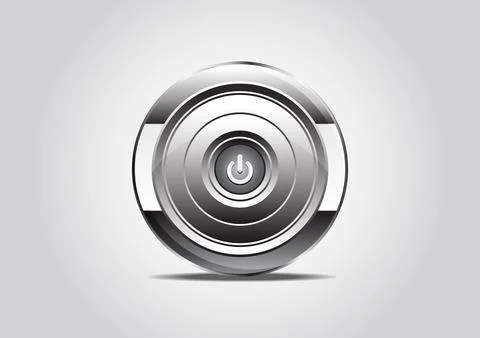 Power on button. Realistic metallic engine icon with gradient. Isolated. Illustrazione stock