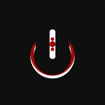 Power off button red and white Stock Illustration