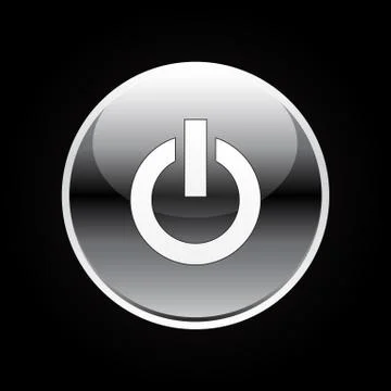Power button sign on black Stock Illustration