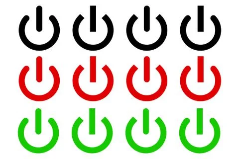 Power off on button sign icon set Stock Illustration