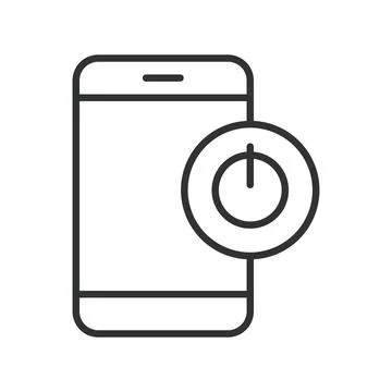 Power button smartphone icon in line design. power button, smartphone on off Stock Illustration