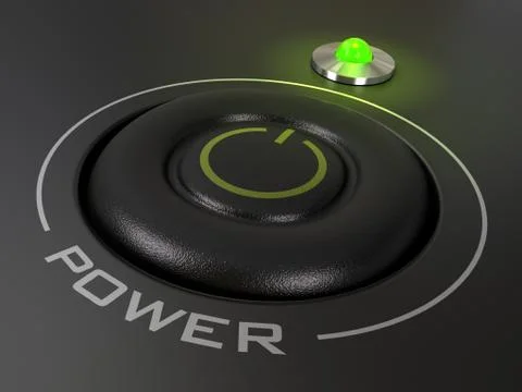 Power button - starting a personal computer, pc Ilustração Stock