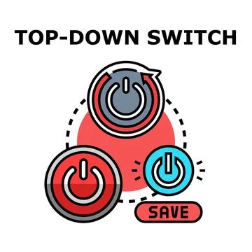 Power button switch interface top down concept 库存插图