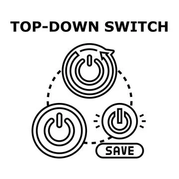Power button switch interface top down concept Stock Illustration