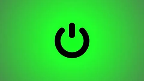 Power button symbol animation on green screen with metallic shine effect an.. Stock Footage 346496208