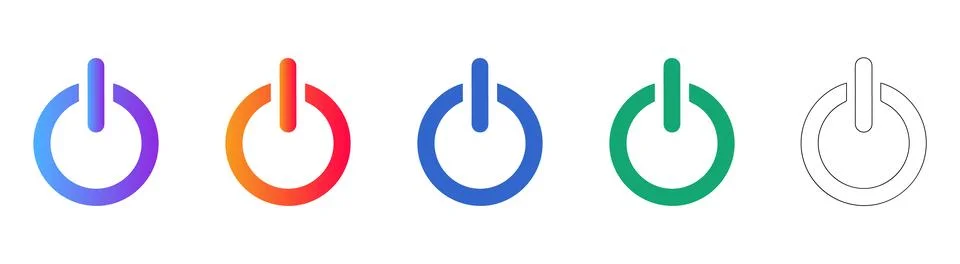 Power On Off Button Symbol Icon Set Ilustração Stock