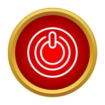 Power button symbol on red circular icon Stock Illustration