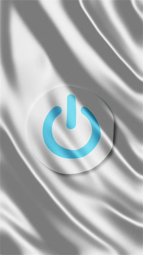 Power Button Symbol on Waving Flag full screen Stock Footage 328526051
