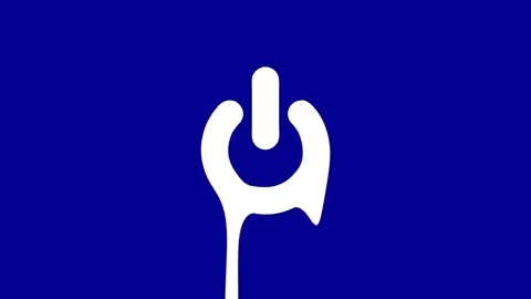 Power button transforming with fluid animation on blue background Stock Footage 327761801