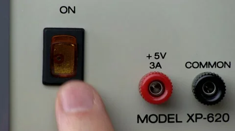 Power button turn on/off; Power Supply Stock Footage 10592103