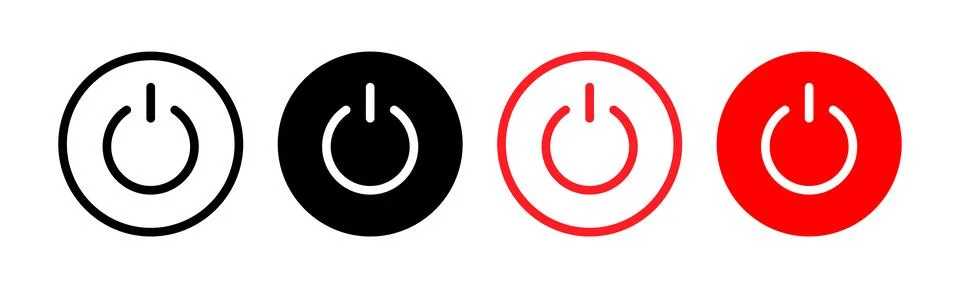 Power button vector icon set. Turn off symbol. Start button illustration. S.. Stock Illustration