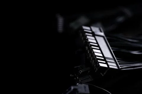 Power cable from the computer power supply Stock Photos