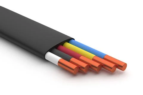 Power cable copper isolate on white background 3d rendering Stock Illustration
