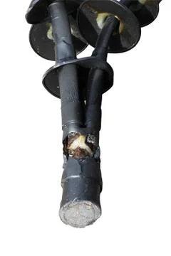 Power cable damaged Stock Photos