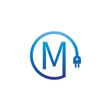 Power cable forming letter M logo 스톡 일러스트