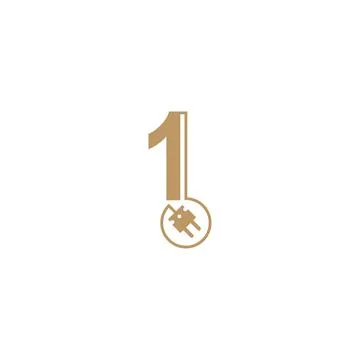 Power cable forming Number 1 logo icon template Illustrazione stock