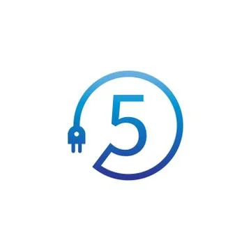 Power cable forming number 5 logo Ilustração Stock