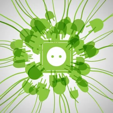 Power cables with socket, vector. Stock Illustration