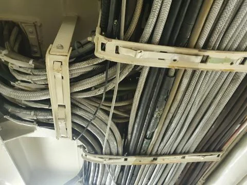 Power cables in the trays Stock Photos