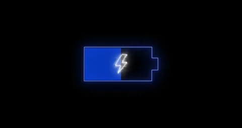 Power charge icon animation with electric glow animation on black background. El Stock Footage 334565986