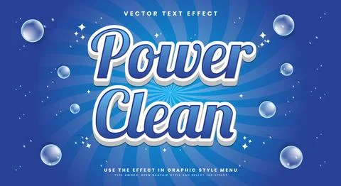 Power Clean editable text effect Template Illustrazione stock