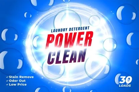 Power clean laundry detergent concept packaging banner template Stock Illustration