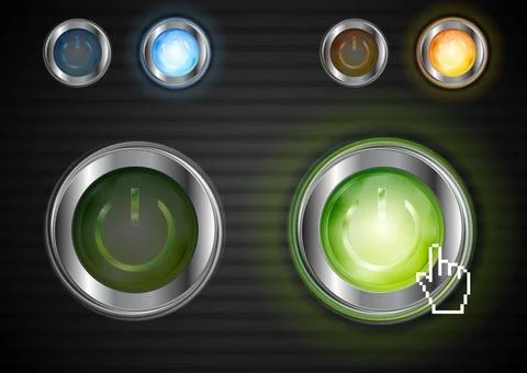 Power colourful buttons with the same illumination. Vector design eps 10 P... Stock Photos