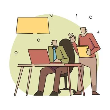 The Power of Communication. Two Characters Discuss Important Documents Stock Illustration