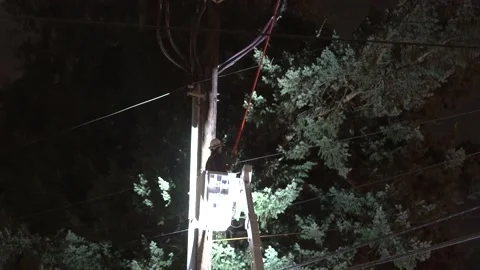 Power company making repairs Stock Footage 232623426