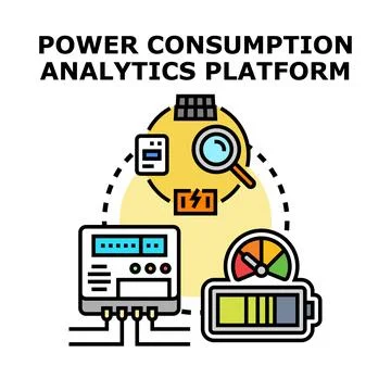Power consumption analytics platform concept for energy management Stock Illustration
