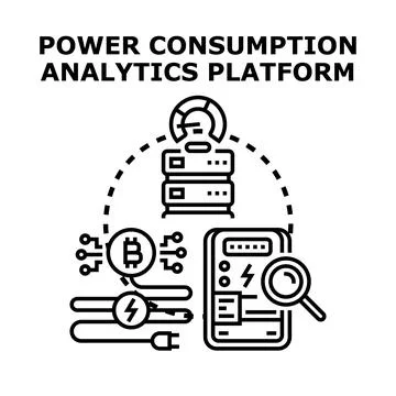 Power consumption analytics platform electricity monitoring system Ilustração Stock
