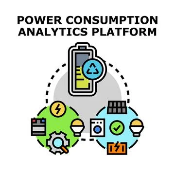 Power consumption analytics platform managing energy resources Ilustración de archivo