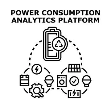 Power consumption analytics platform managing energy resources Ilustración de archivo