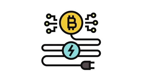 Power consumption cryptocurrency mining color icon animation Stock Footage 326109559