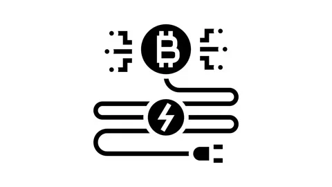 Power consumption cryptocurrency mining glyph icon animation Stock Footage 326146749
