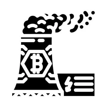 Power consumption cryptocurrency mining glyph icon vector illustration Stock Illustration