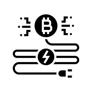 Power consumption cryptocurrency mining glyph icon vector illustration Illustrazione stock