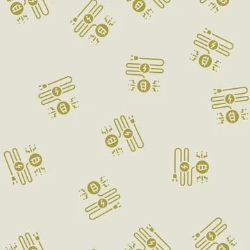 Power consumption cryptocurrency mining glyph seamless pattern Illustrazione stock