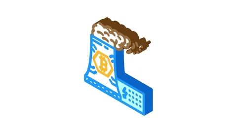 Power consumption cryptocurrency mining isometric icon animation Stock Footage 327282416