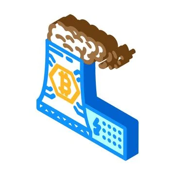 Power consumption cryptocurrency mining isometric icon vector illustration Illustrazione stock