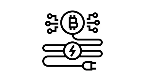 Power consumption cryptocurrency mining line icon animation Stock Footage 326126893