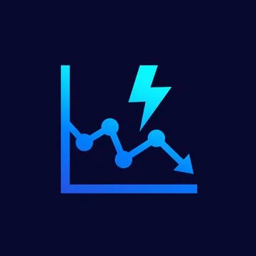 Power consumption decrease and reduction icon 库存插图