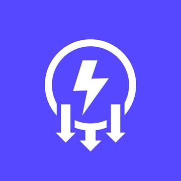 Power consumption decrease icon, electricity sign Stock Illustration