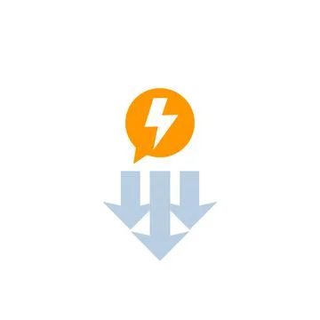 Power consumption decrease icon on white 库存插图